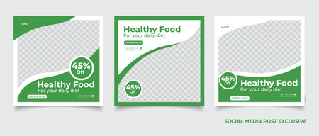 Vector food banner social media post design template.のイラスト素材