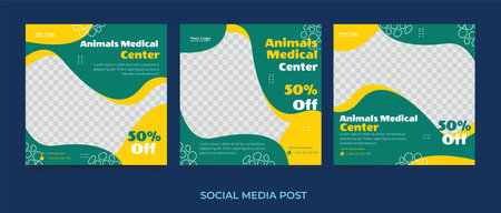 animals medical center Social Media Post Template Collectionのイラスト素材