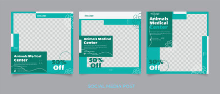 animals medical center Social Media Post Template Collectionのイラスト素材