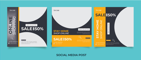 online shopping social media stories templateのイラスト素材