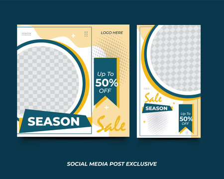 Set of Editable minimal square banner template design for social media postのイラスト素材