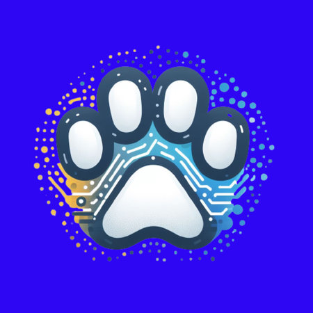 Paw icon on blue background. Paw print. Vector illustration.のイラスト素材