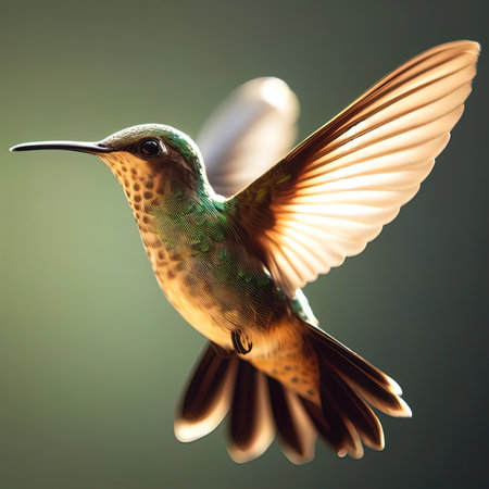 Hummingbird (archilochus colubris) in flightの写真素材