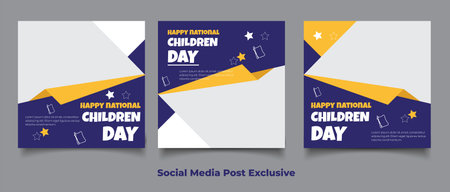 Set of social media post template for World Children's Day. Vector illustrationのイラスト素材
