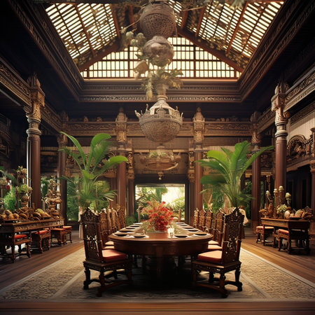 Interior of a restaurant, 3d render, toned imageの素材