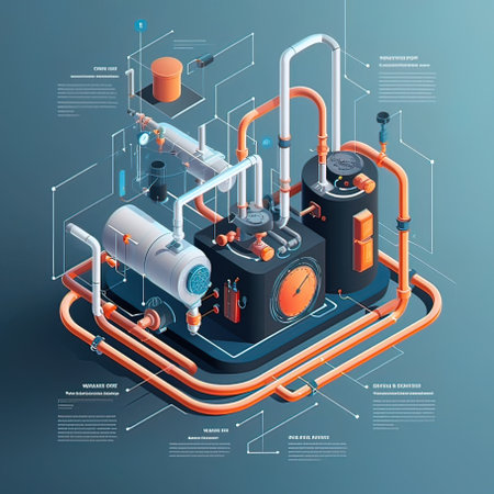 Vector isometric industrial illustration with various equipment for water purification.の写真素材