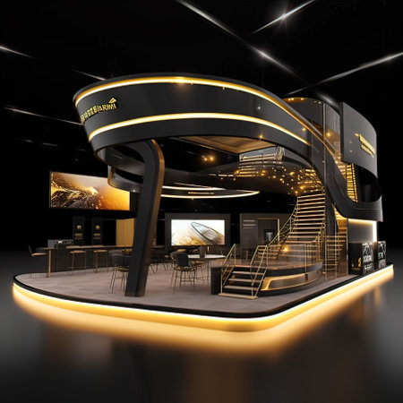 Exhibition Stand Showcase. Exhibition Stand Exhibition. 3d renderingの写真素材