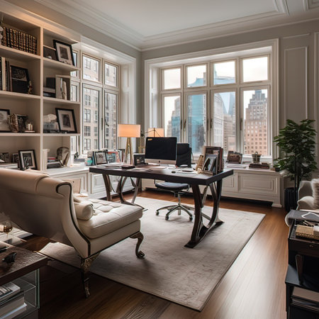 Luxury home office interior design. 3d rendering mock upの写真素材