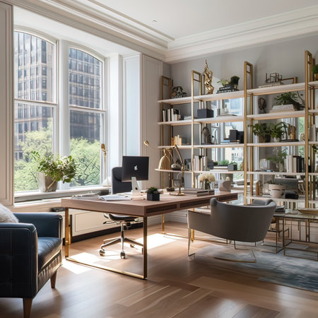 Luxury home office interior design. 3d rendering mock upの写真素材