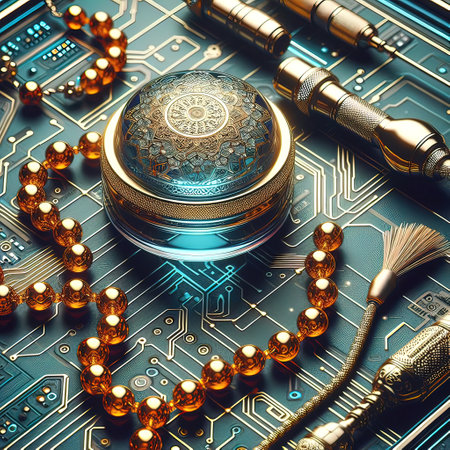 Abstract computer background with electronic circuit board, close up. 3d renderingの写真素材