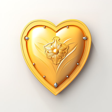 Golden heart with floral pattern on a white background. 3d renderingの写真素材