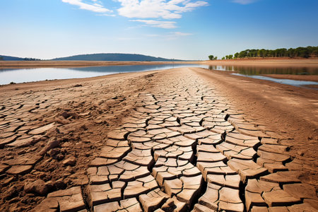 Dry cracked earth, global warming, climate change, global warmingの写真素材