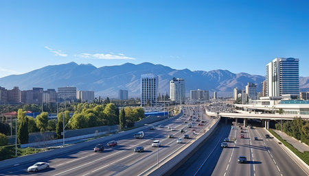 Panoramic view of the highway in the city of Sochi, Russiaの写真素材