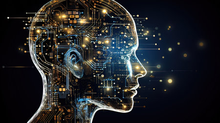 Conceptual background image with circuit human head. 3d renderingの写真素材