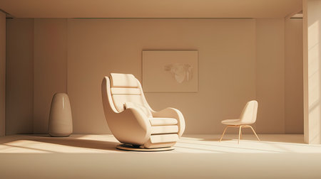 Minimalist living room interior with armchair. 3D Renderingの写真素材