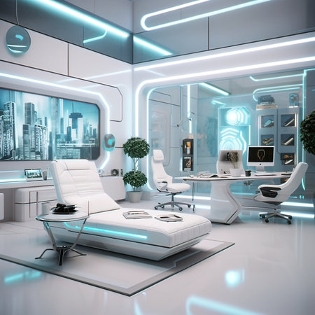 3d rendering of modern medical office interior design with white chair.の写真素材