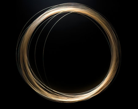 Abstract golden spiral on black background. Fantasy fractal texture. Digital art. 3D rendering.の写真素材