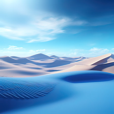 Desert sand dunes and blue sky. 3d render illustrationの写真素材
