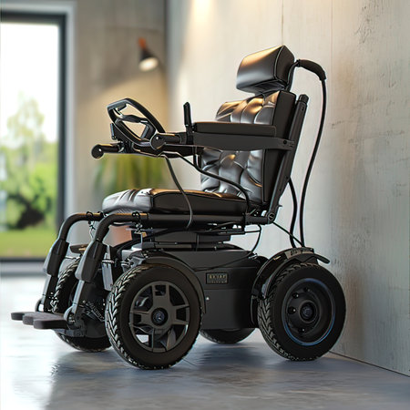 Wheelchair for disabled person. 3d render. Side view.の写真素材
