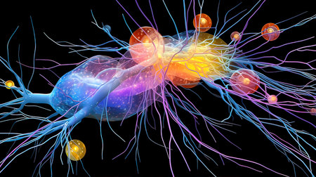 Human Organs With Nervous System Anatomy For Medical Concept 3D Illustrationの写真素材