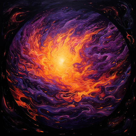 Fiery planet in space. Abstract cosmic background. Vector illustration.の写真素材