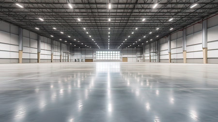 Interior of a warehouse with empty space for your text or imageの写真素材
