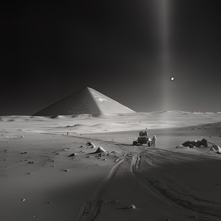 Egyptian pyramids in the desert. Black and white photo.の写真素材