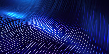 Abstract blue background with lines and waves. 3d rendering, 3d illustration.
