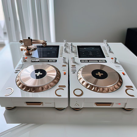 3d rendering of a turntable in a modern music studioの写真素材