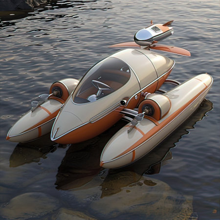 3D rendering of a speedboat on the water in the seaの写真素材