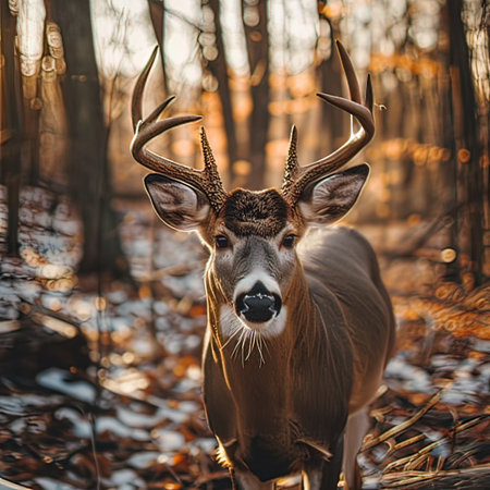 Whitetail Deer Buck standing in the forest during the day.の写真素材