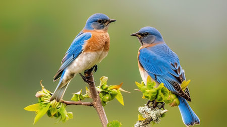 Male Eastern Bluebird (Sialia sialis) on a branchの写真素材