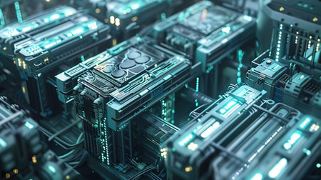 Futuristic abstract 3D illustration of circuit board. Technology concept
