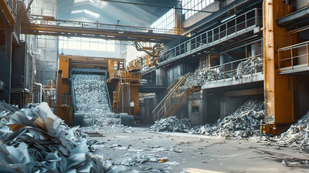 Industrial interior of a steel plant. Industrial background. 3d rendering