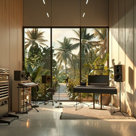 Interior of a modern music studio, 3D rendering. Computer digital drawing.の写真素材