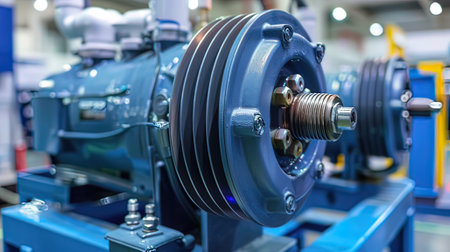 Close-up of a large electric motor in a modern factory.の写真素材