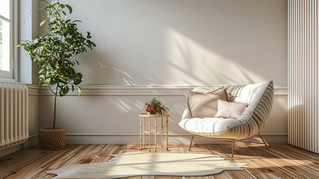 interior modern bright interiors Living room mockup illustration 3D rendering computer digitally generated imageの写真素材