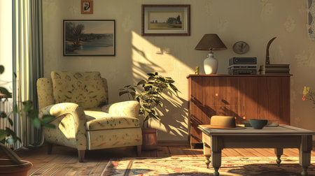 Interior of the living room. 3D illustration. Vintage styleの写真素材