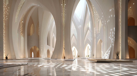Interior of a mosque in Abu Dhabi, United Arab Emirates.の写真素材