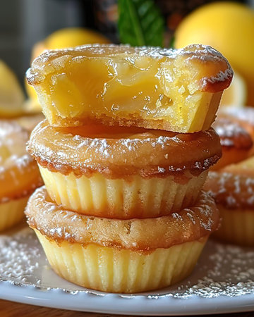Lemon tartlets with honey, selective focus, close-upの写真素材