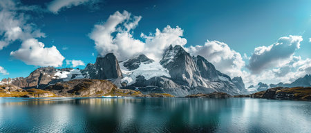 Panorama of the Torres del Paine National Park, Patagonia, Chileの写真素材