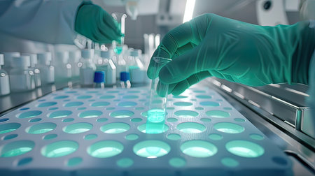 Scientist working in laboratory. Science and technology background. 3D renderingの写真素材