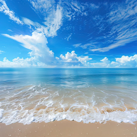 Beautiful beach and tropical sea. Nature composition and vibrant colors.の写真素材