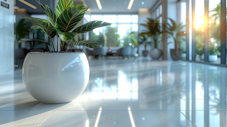 3d rendering of a modern office interior with plants in a potの写真素材
