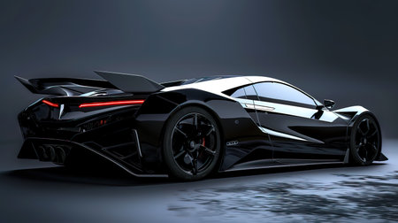 3D rendering of a brand-less generic concept car in studio environmentの写真素材