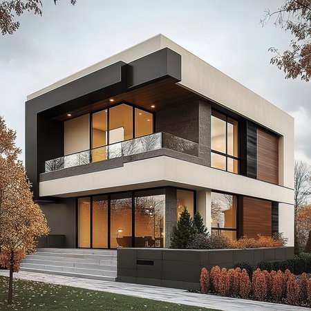 3d rendering of modern cozy house with garage and pool for sale or rentの写真素材