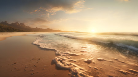 Beautiful sunset on the beach. Seascape. Nature composition.の写真素材