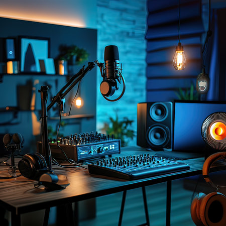 Professional sound recording studio. 3d rendering. Computer digital drawing.の写真素材