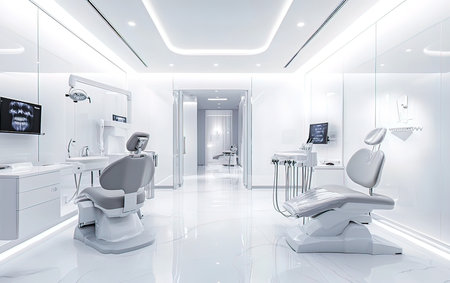 Interior of a modern dental clinic. 3d rendering image.の写真素材