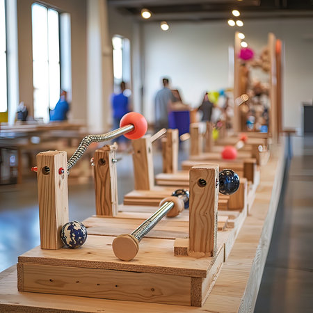 Wooden exercise equipment in a fitness studio. Sport and healthy lifestyle concept.